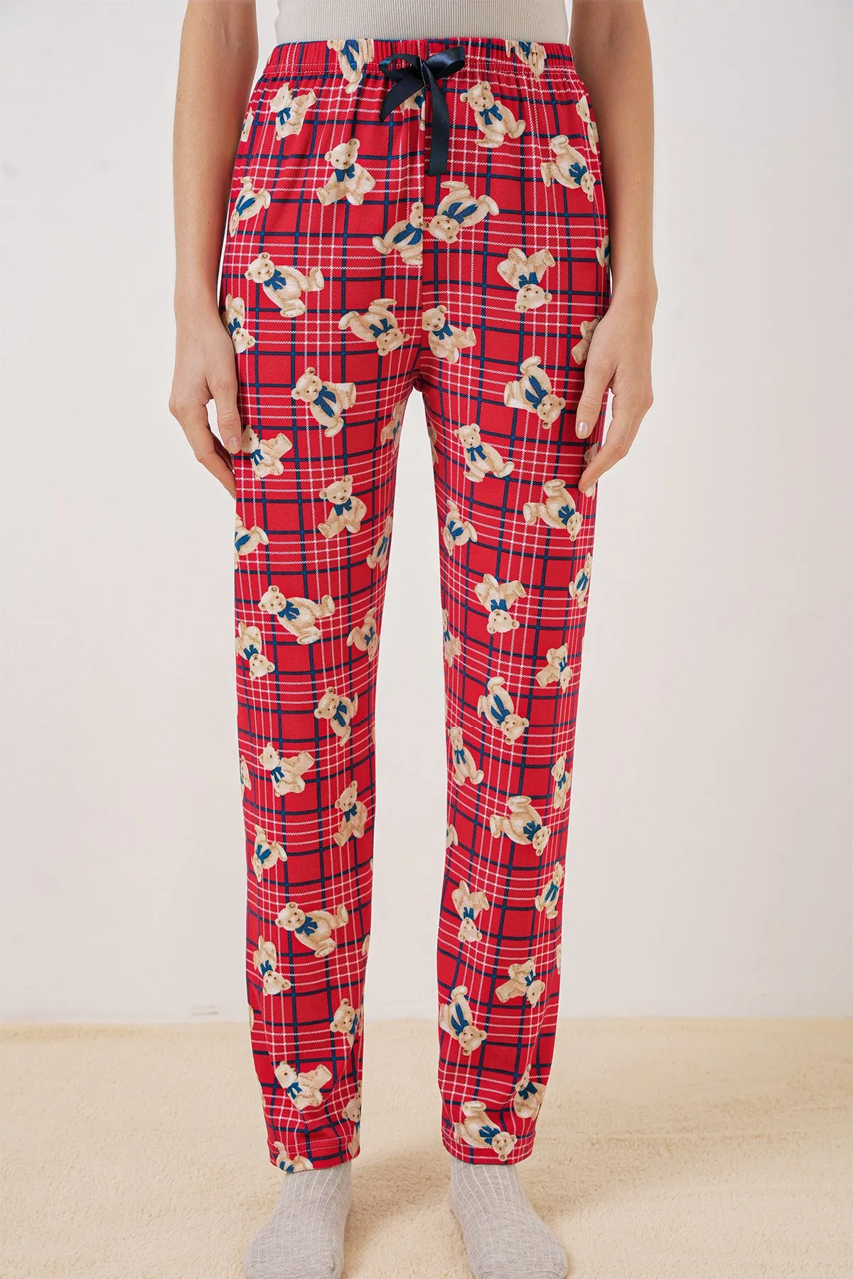 4323 desenli pijama alti