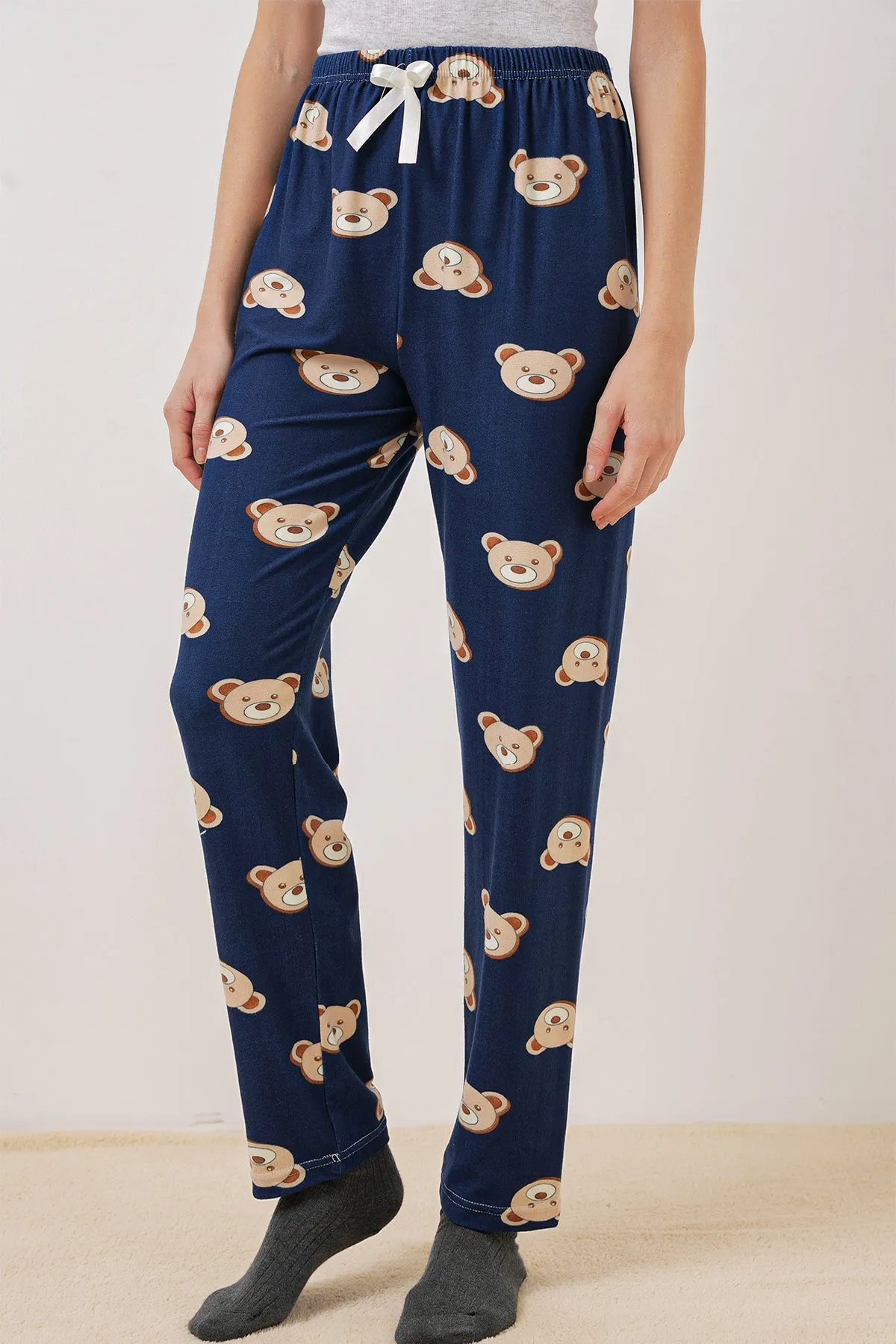 4323 desenli pijama alti
