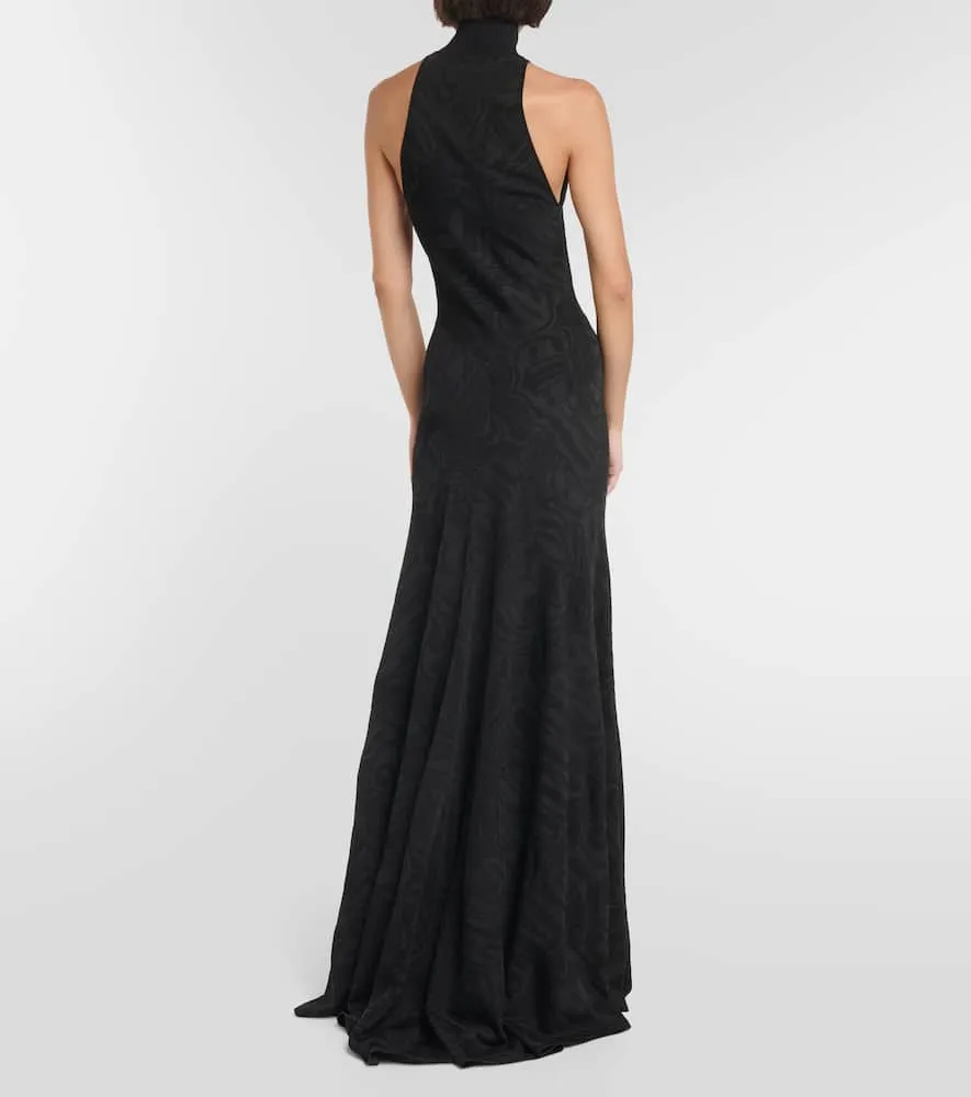 Alaia Patterned turtleneck gown