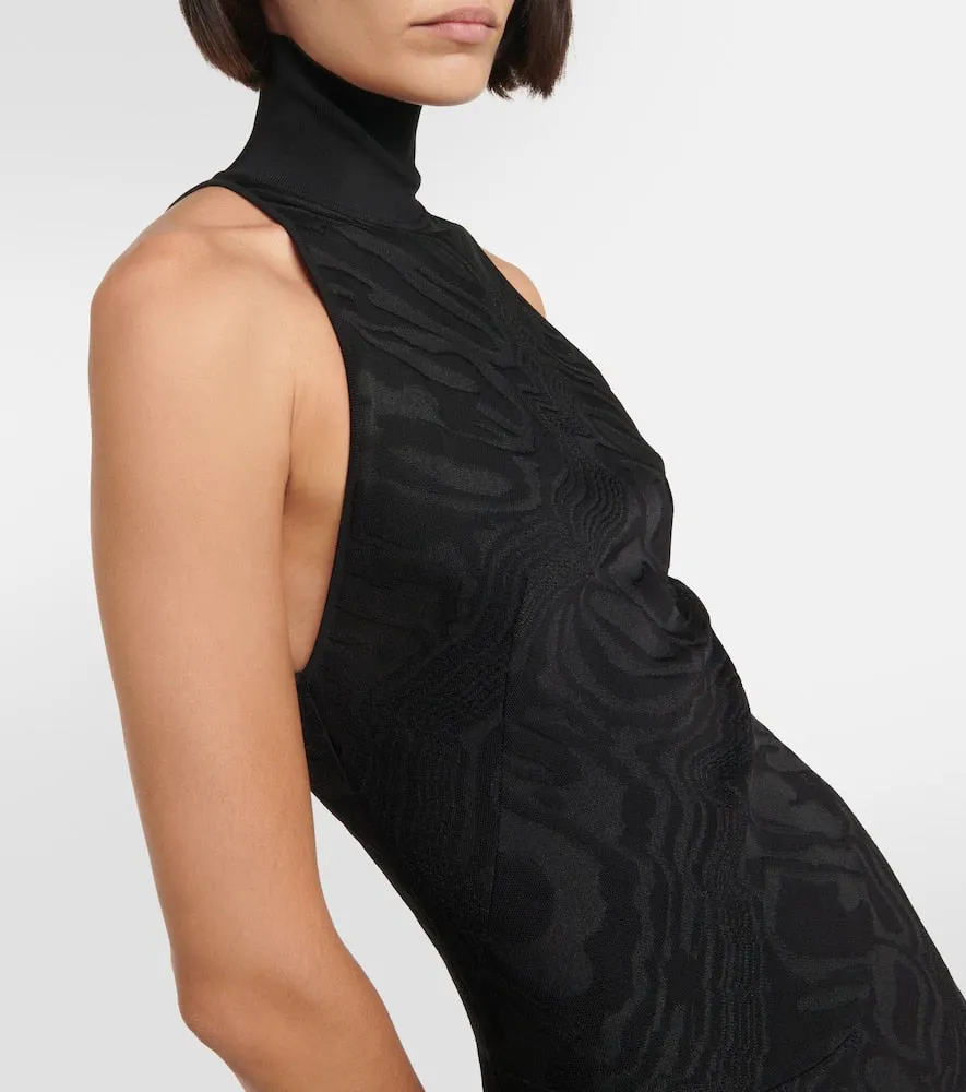 Alaia Patterned turtleneck gown