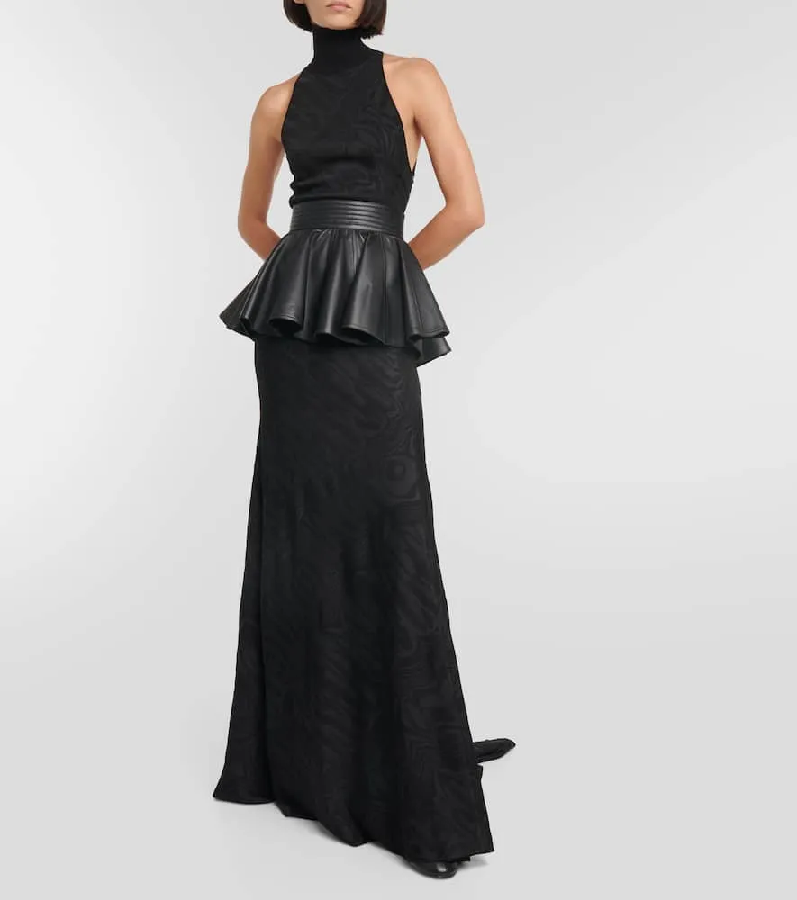 Alaia Patterned turtleneck gown