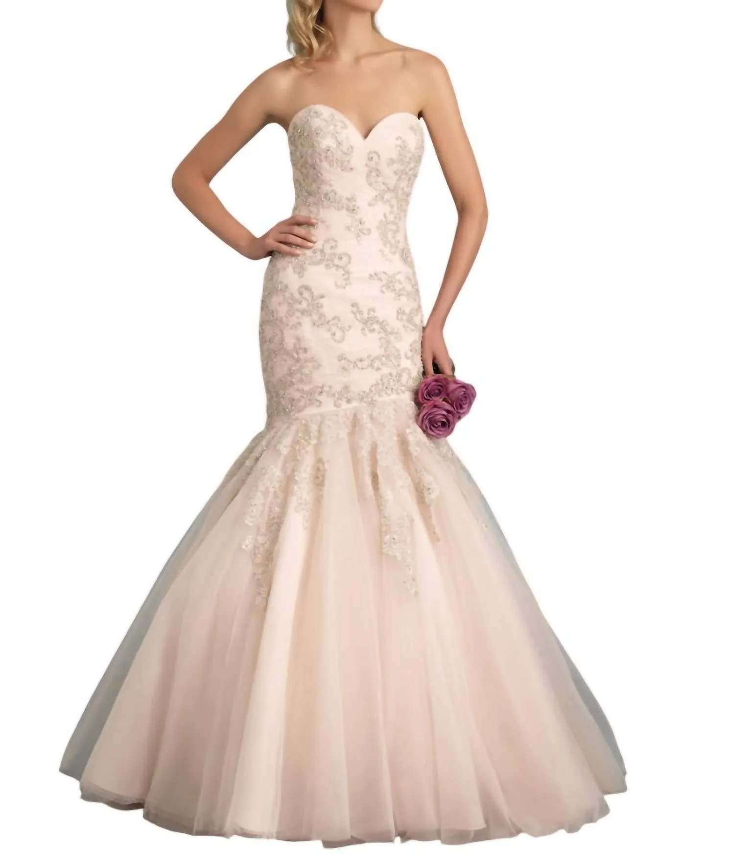 Allure Bridals - Whimsical Strapless Gown with Crystalline Details