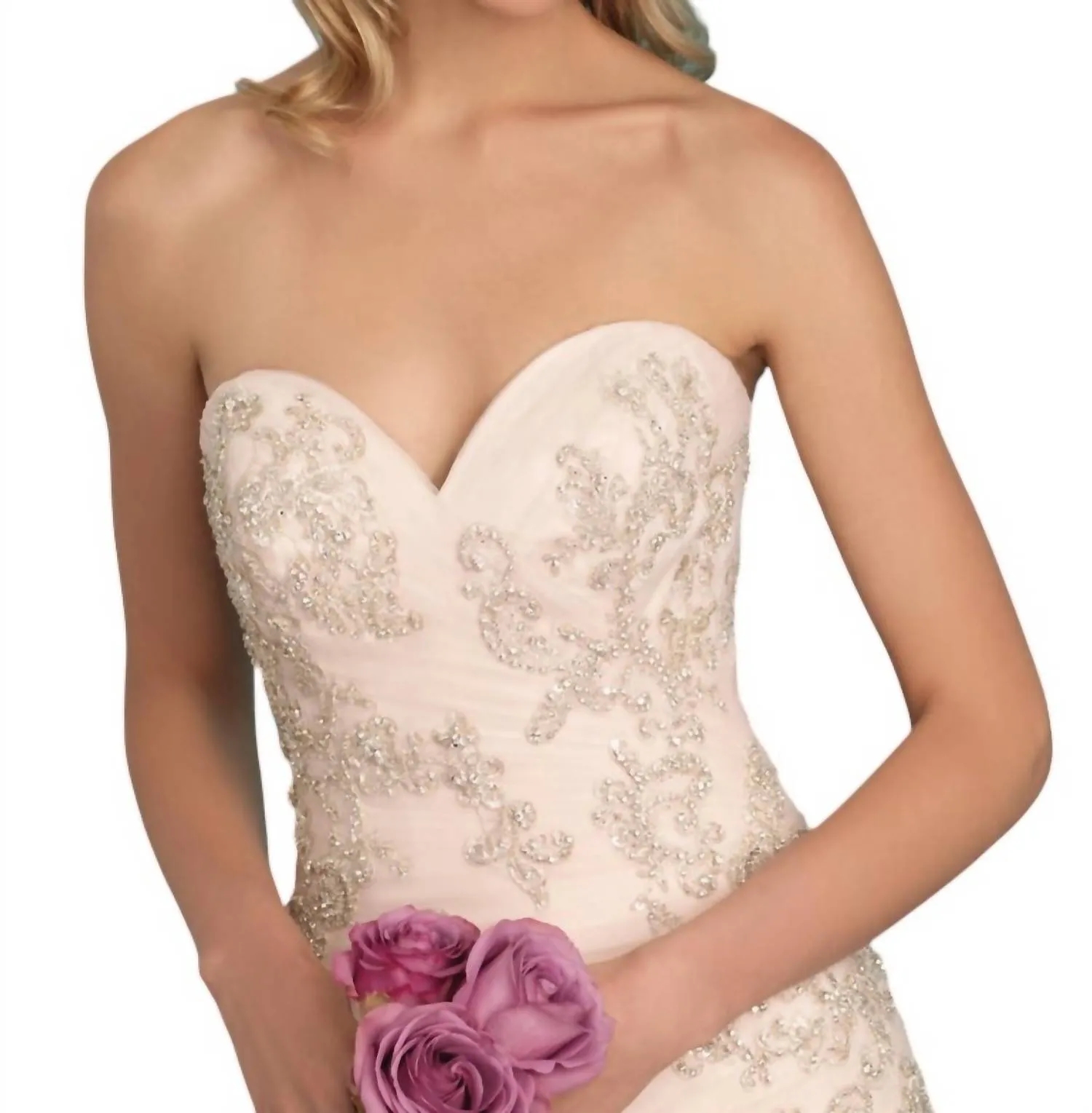 Allure Bridals - Whimsical Strapless Gown with Crystalline Details
