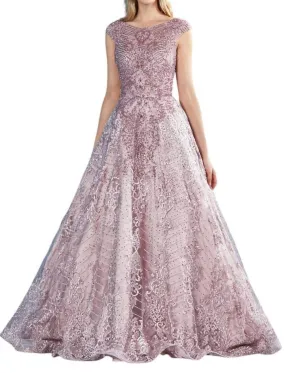 Andrea & Leo Couture - Beaded lace cap sleeve ballgown
