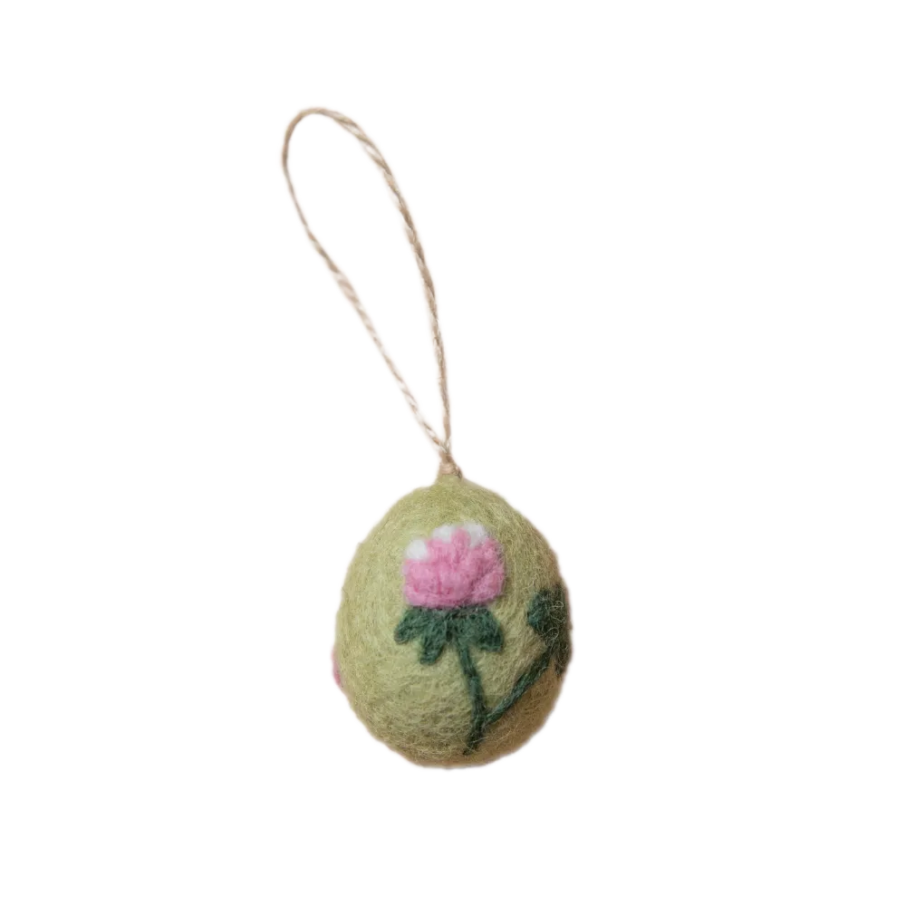 Artisan Easter Egg ornament Pink Flower - Green