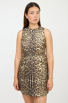Beige & Black Metallic Patterned Dress