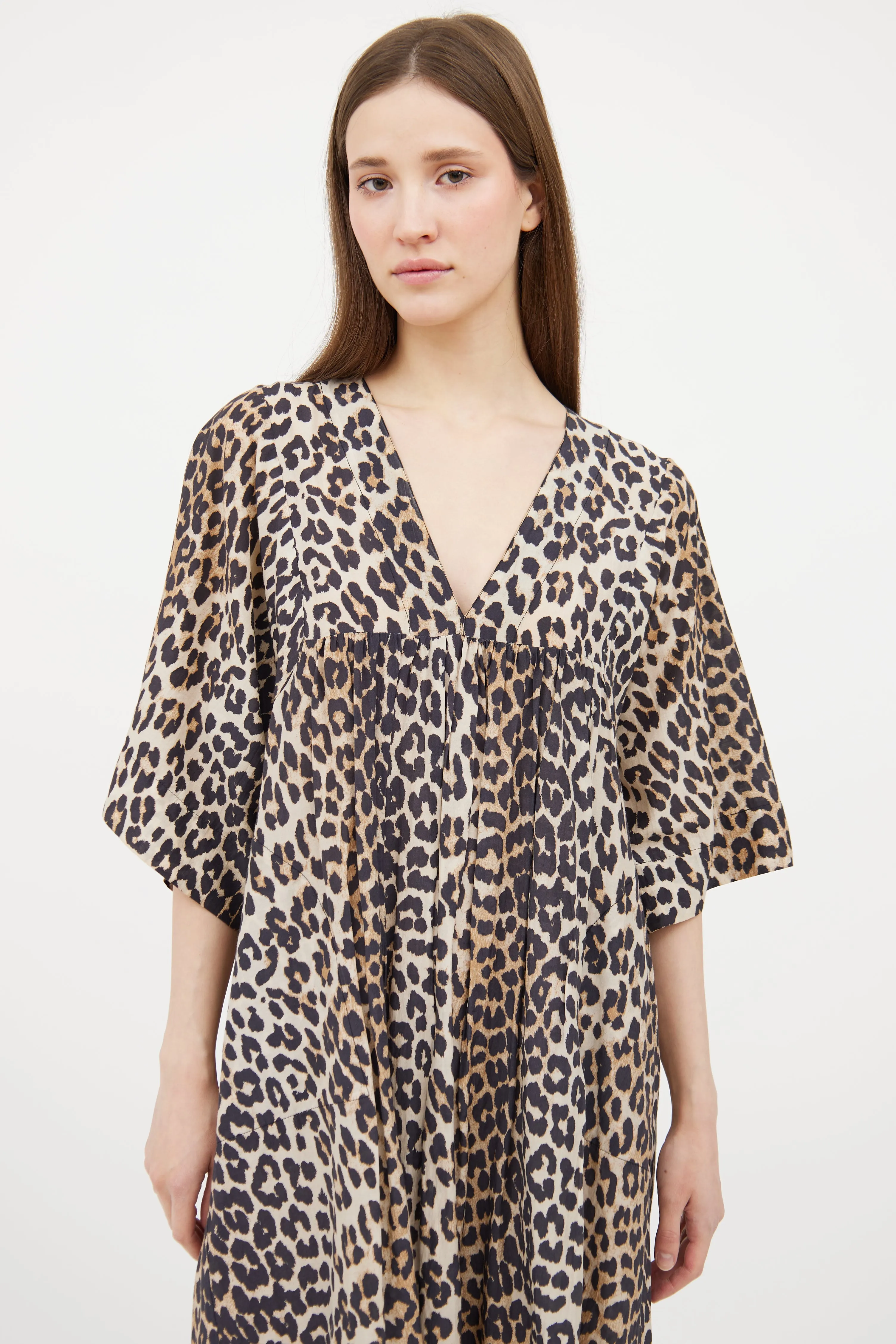 Beige & Black Patterned Dress