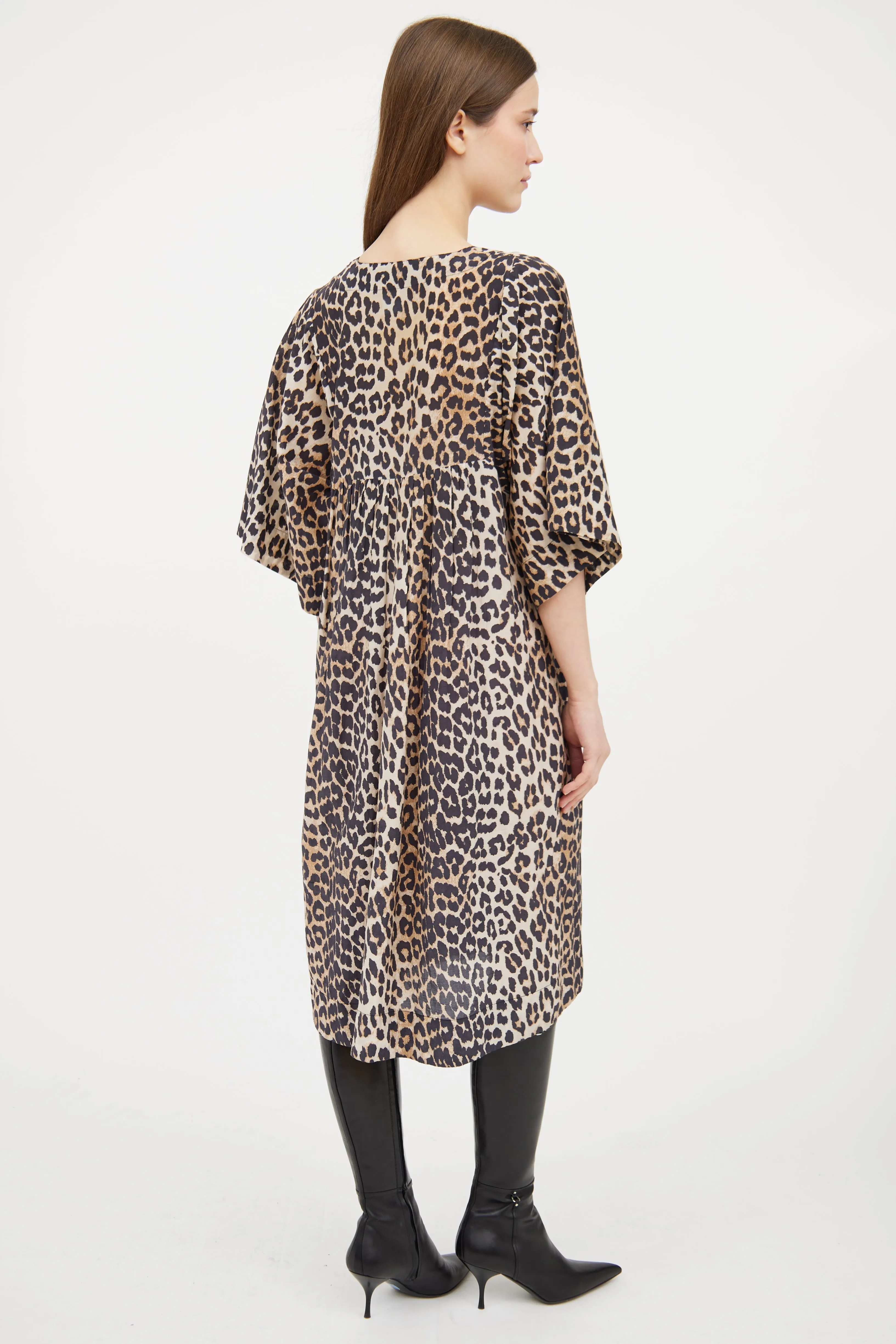 Beige & Black Patterned Dress