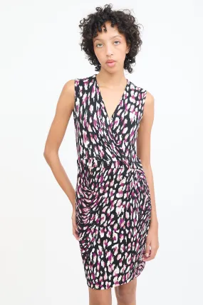 Black & Multicolour Patterned Midi Dress