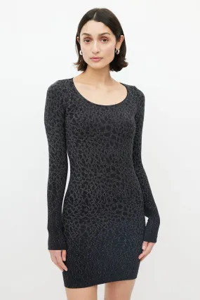 Black Metallic Patterned Knit Dress