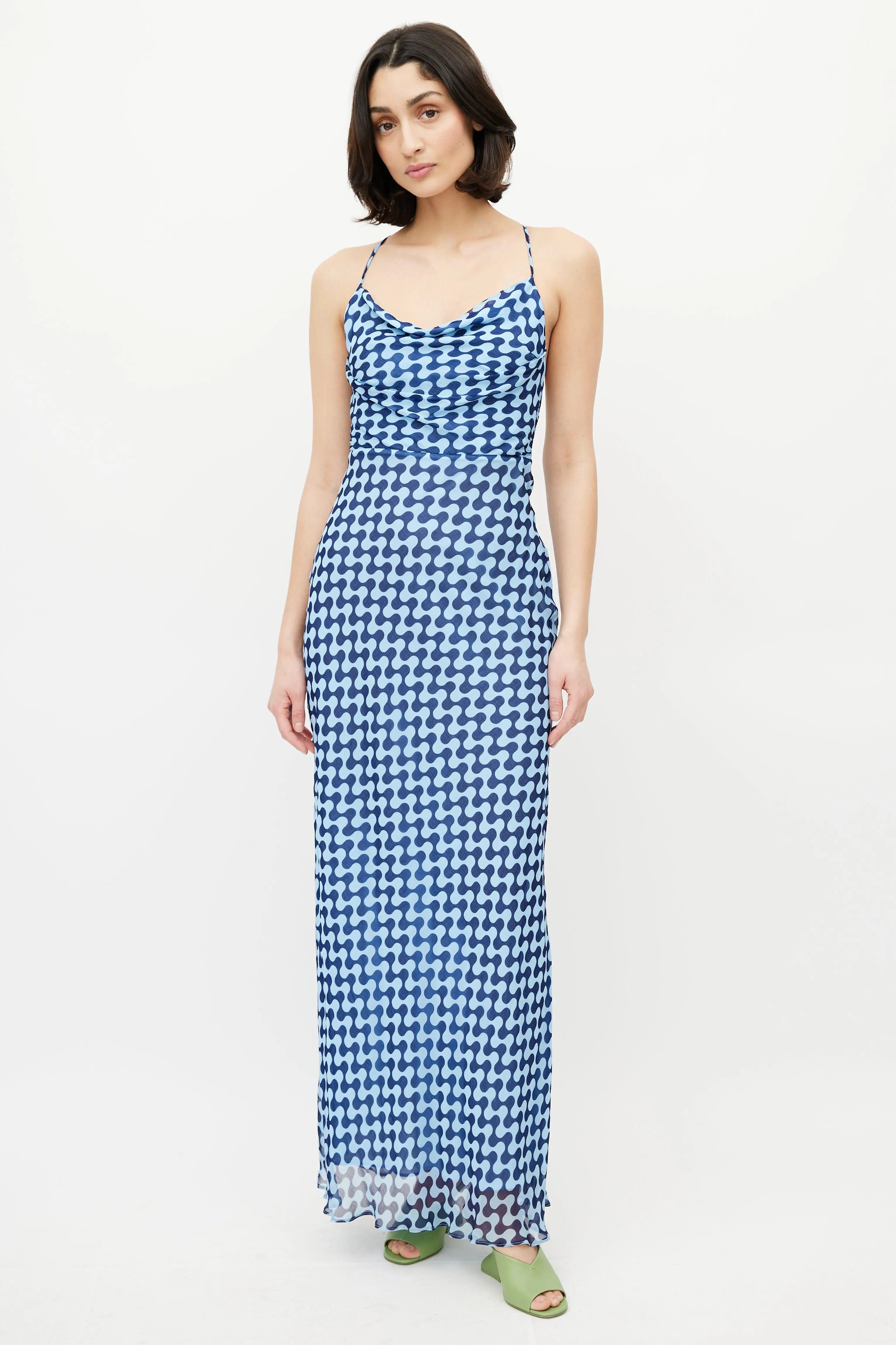 Blue Patterned Maxi Dress