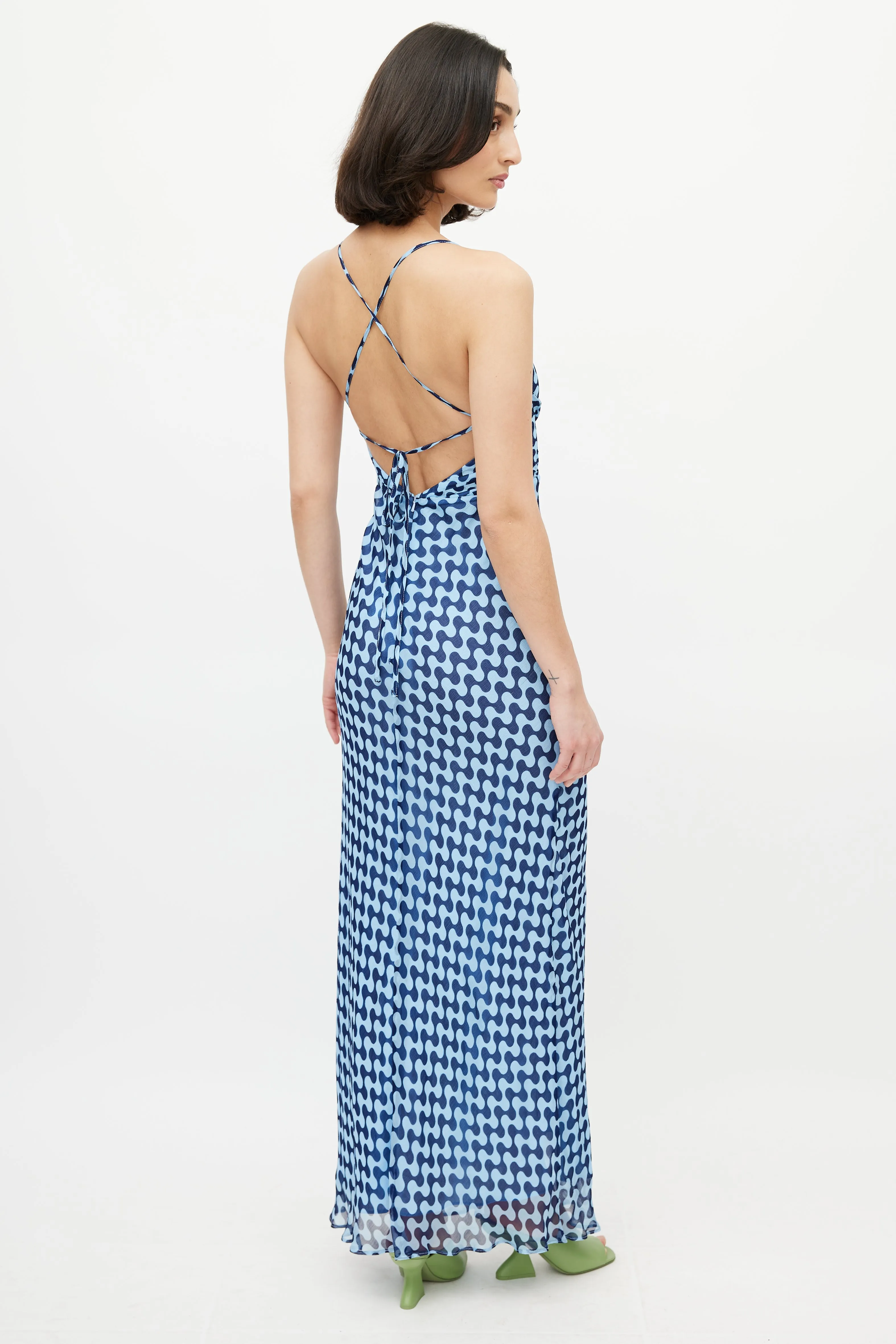 Blue Patterned Maxi Dress