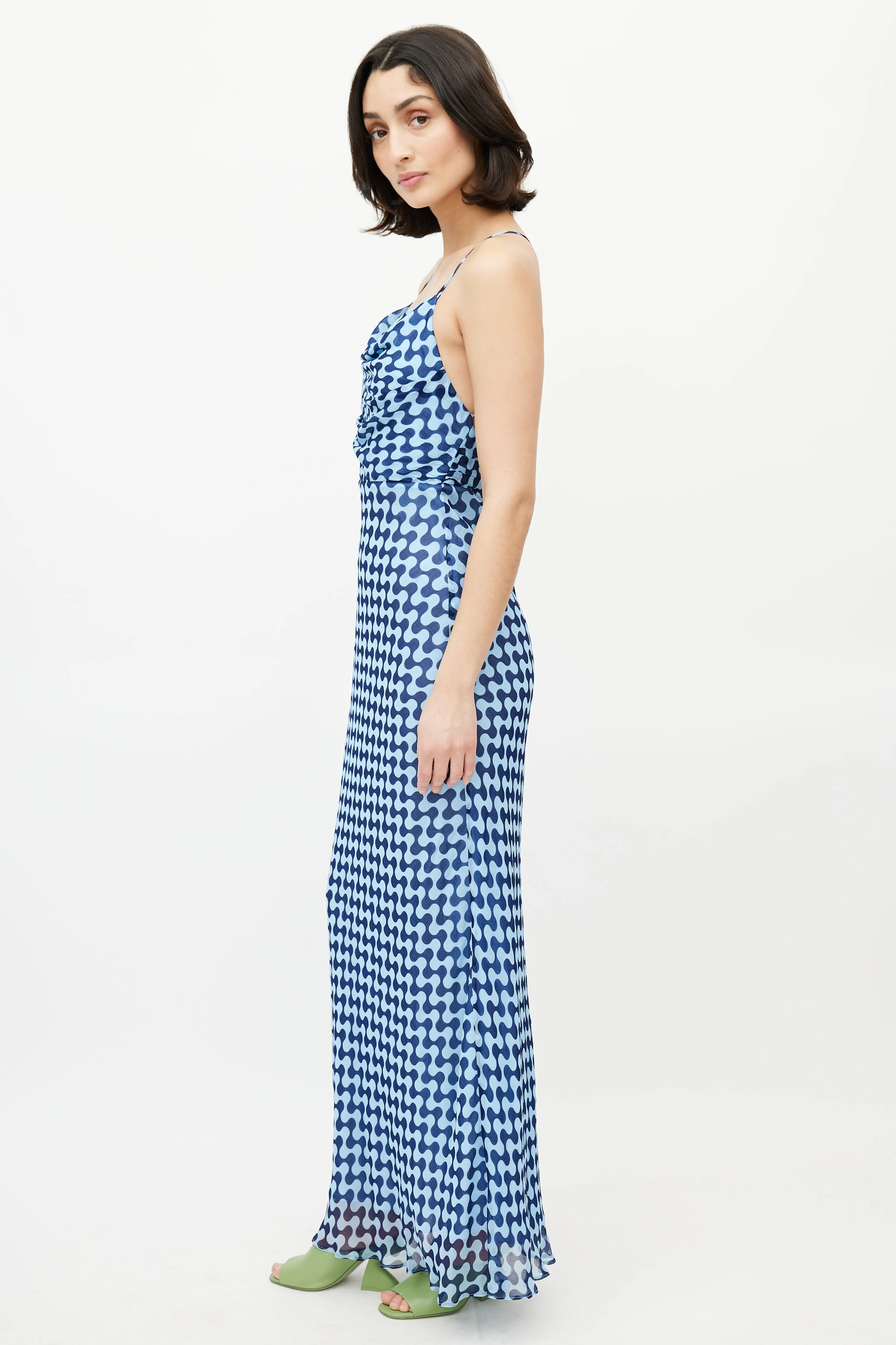 Blue Patterned Maxi Dress