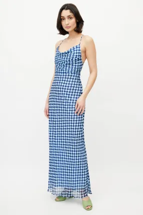 Blue Patterned Maxi Dress
