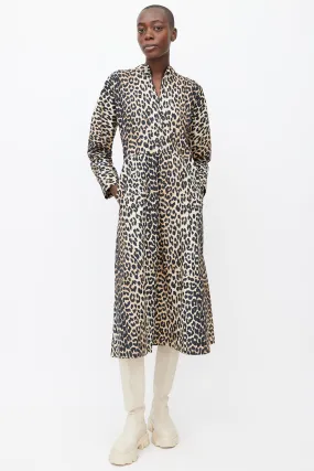Brown & Black Patterned Long Sleeve Dress