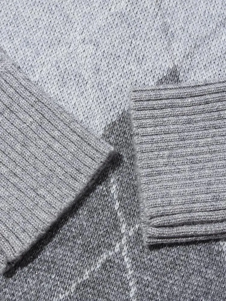 Grey Wool Jacquard Women Sweater