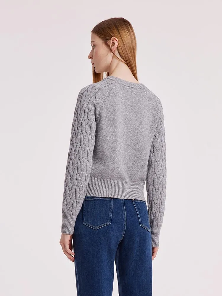 Grey Wool Jacquard Women Sweater