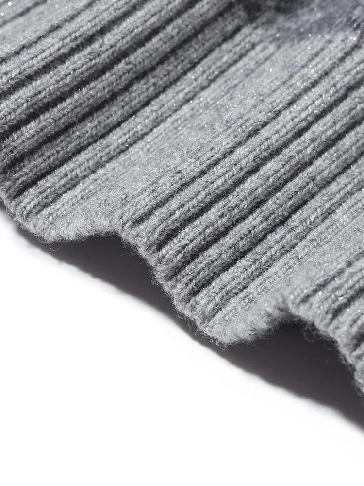 Grey Wool Jacquard Women Sweater