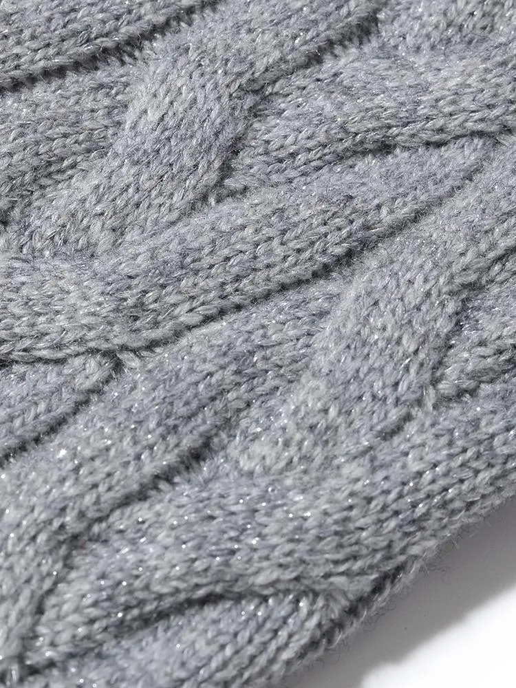 Grey Wool Jacquard Women Sweater