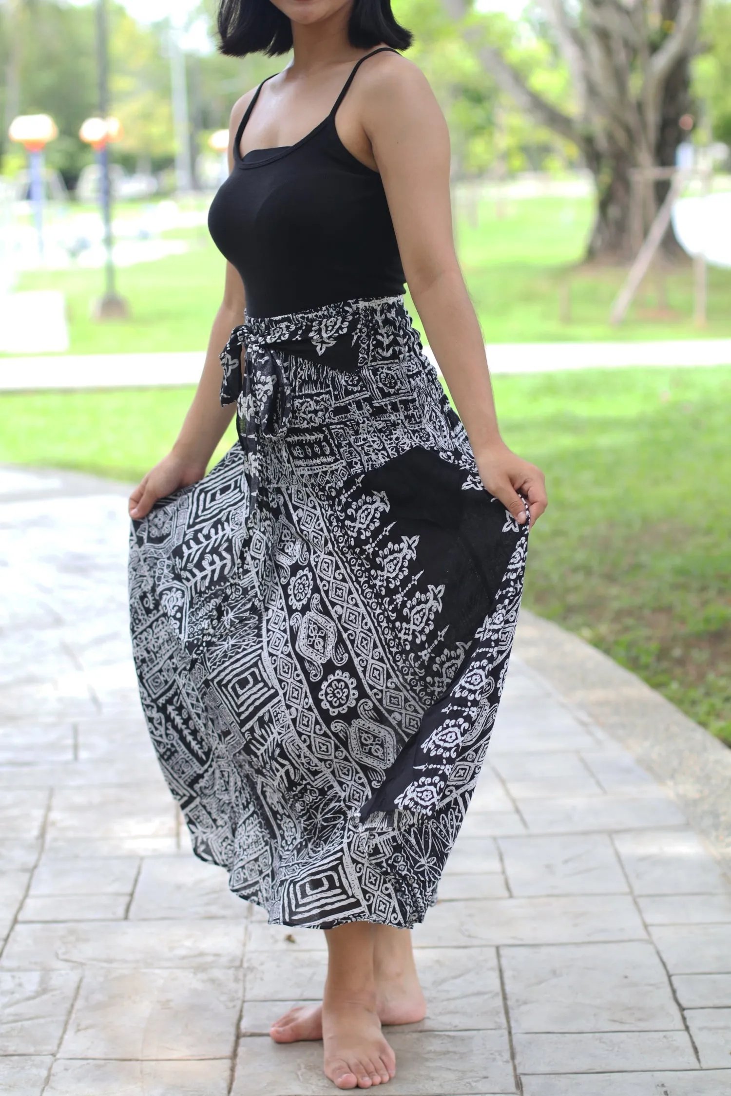 Maxi Dress Hippie Long Skirt Women Bohemian Boho Flared Skirt Summer Dresses Bow Tie Tribal Classic
