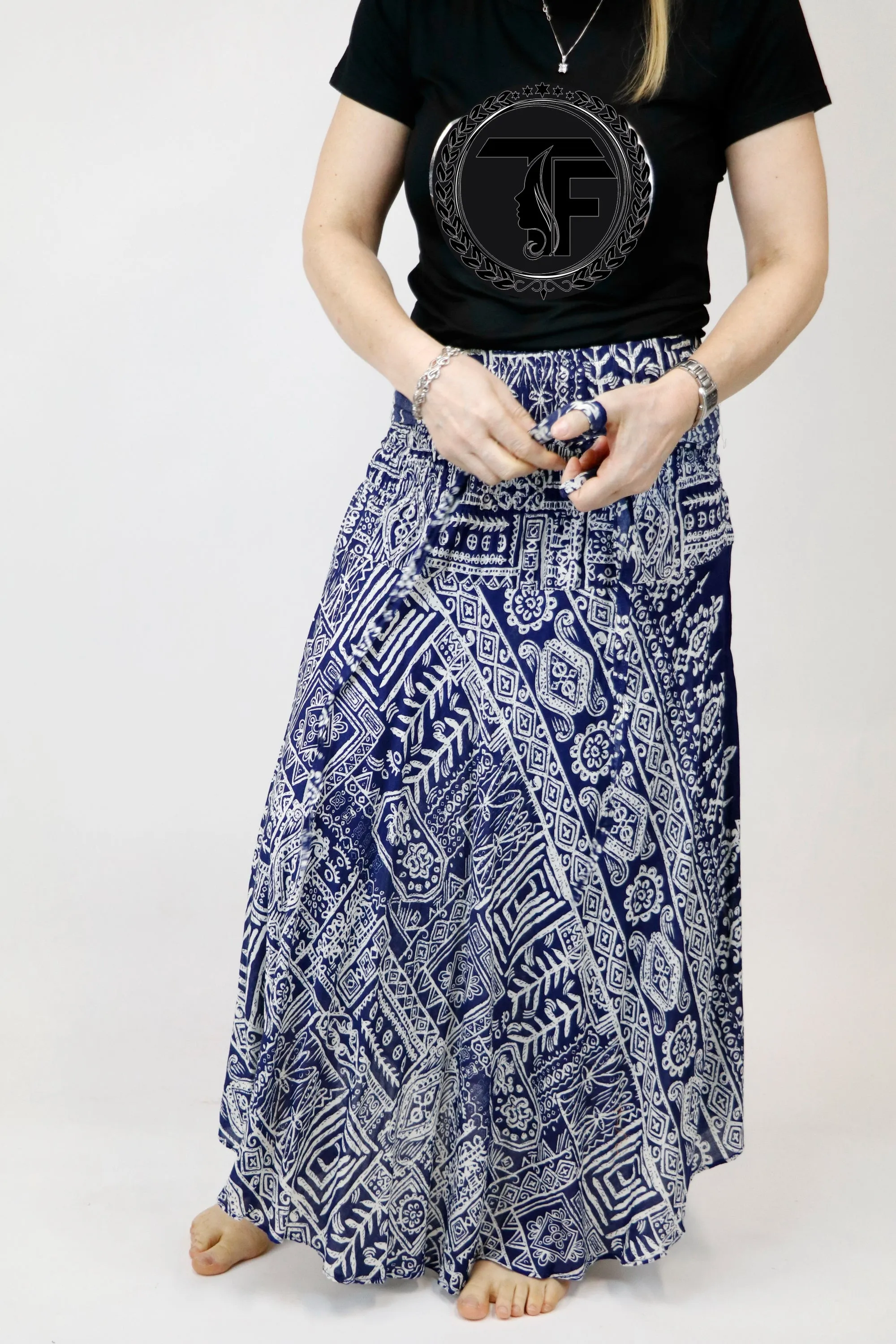Maxi Dress Hippie Long Skirt Women Bohemian Boho Flared Skirt Summer Dresses Bow Tie Tribal Classic