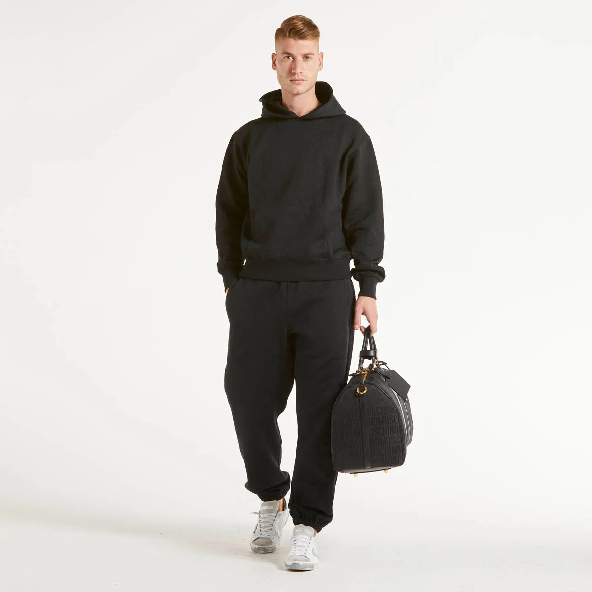 Moschino couture pantalone jogger logato nero