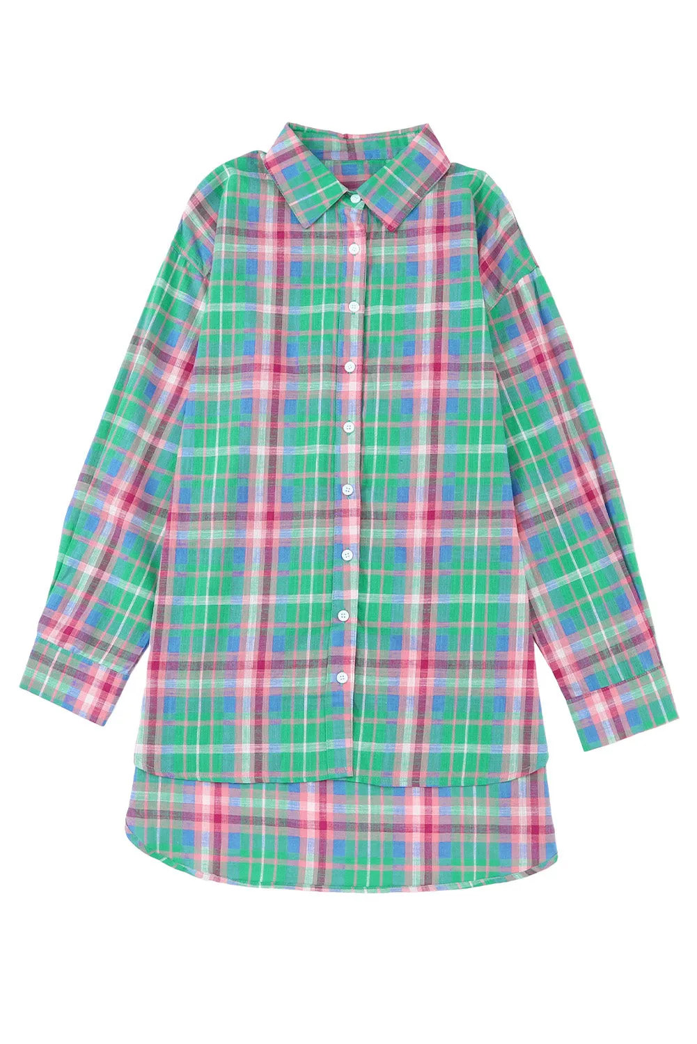 Plaid Long Sleeve Split Shirt