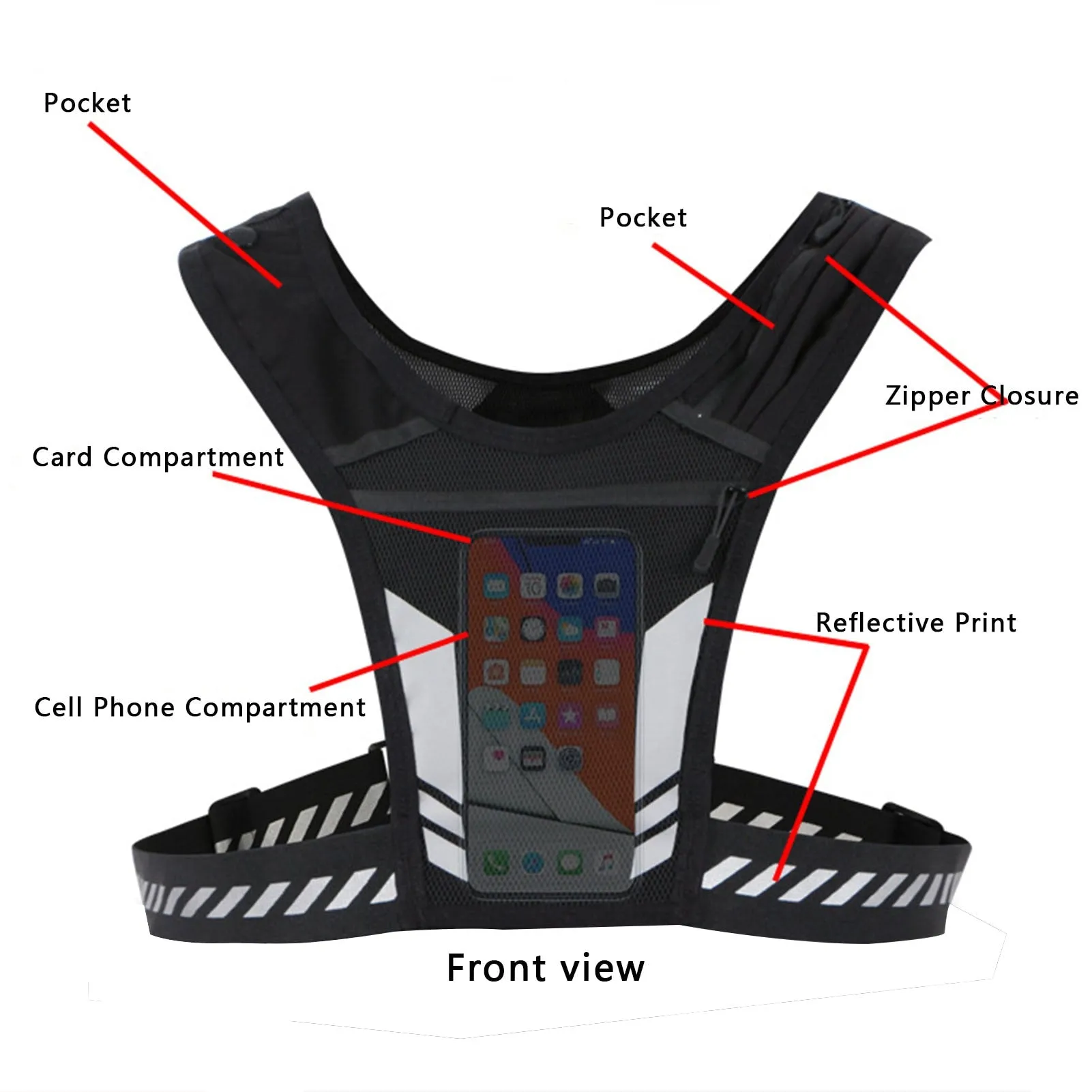 Reflective Elastic Vest for Running and Cycling