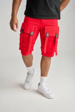SPARK CARGO DENIM SHORT - S3001 - RED