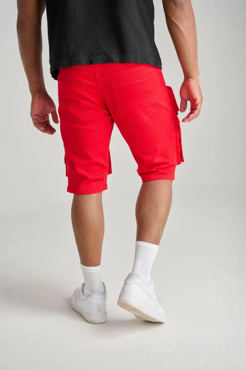 SPARK CARGO DENIM SHORT - S3001 - RED
